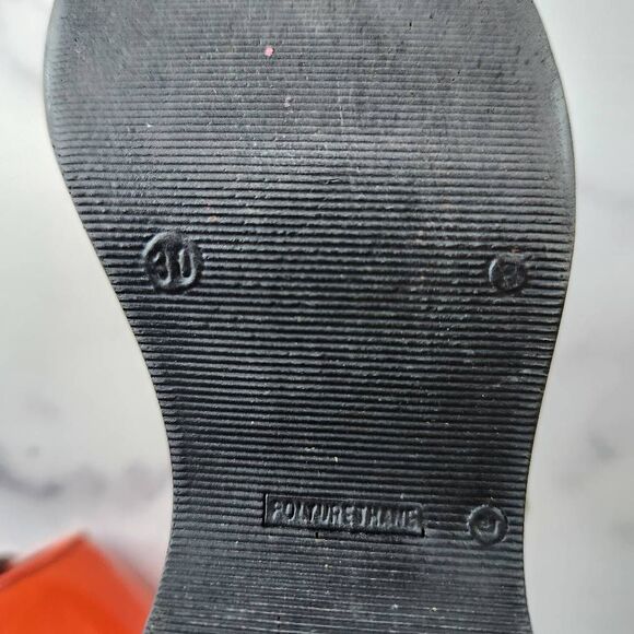 French 70s vintage glossy patent orange slingback wedge peep open toe size 12 ki - Picture 3 of 8